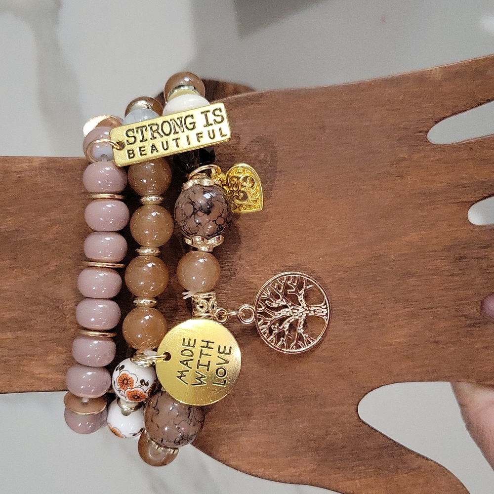 3 pcs Moca Beaded Charm Bracelet NWT
